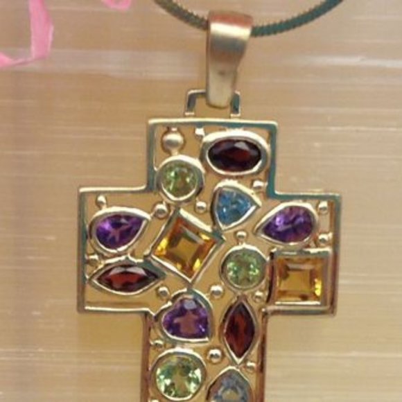 10K Yellow Gold Multi-Gemstone Pendant